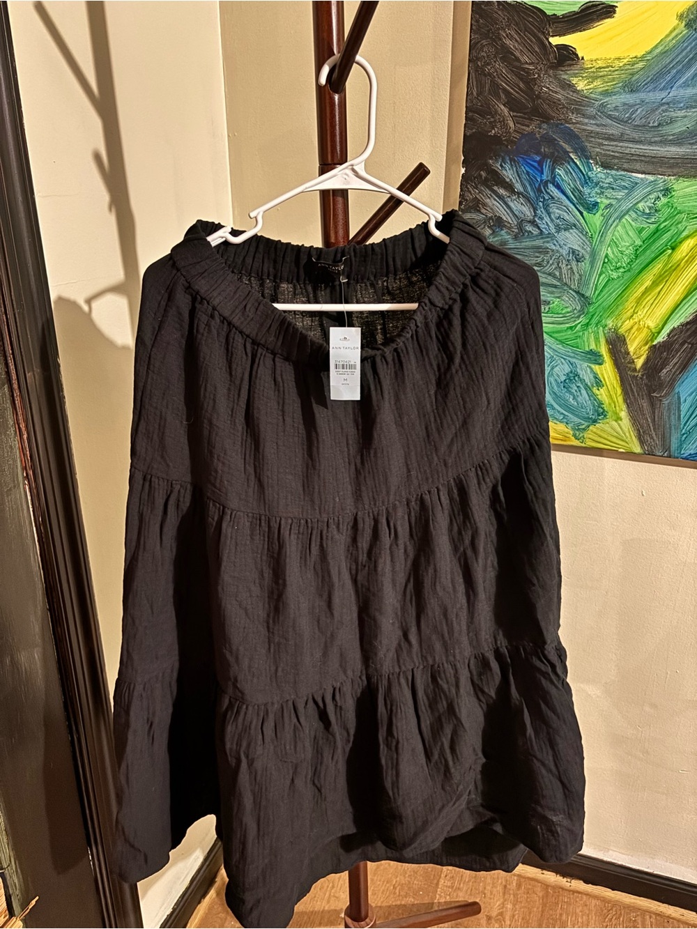NWT Ann Taylor Petite Black Tiered Peasant Skirt